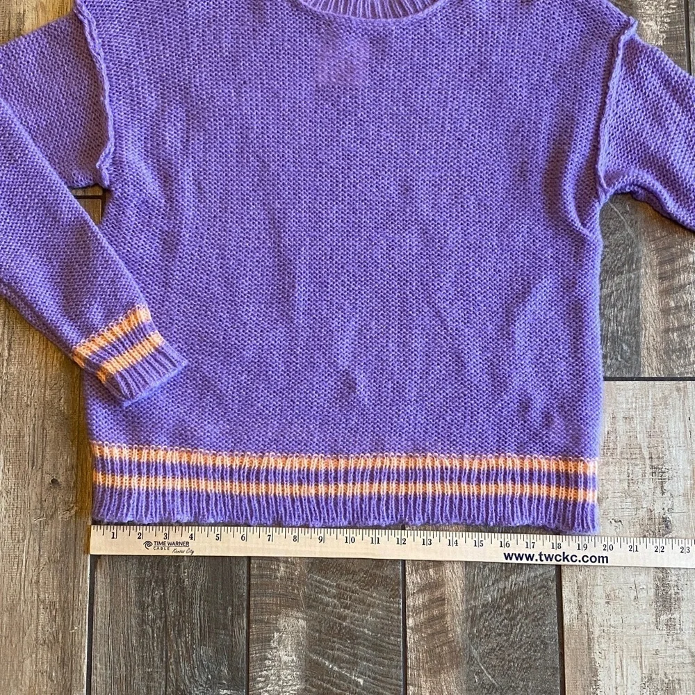 Purple Knit Sweater with peach Stripes 🆕